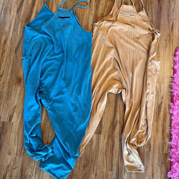 Free People Hot Shot Onesie Lot of Two (2) Toasted Coconut & Blue size L - Picture 2 of 4